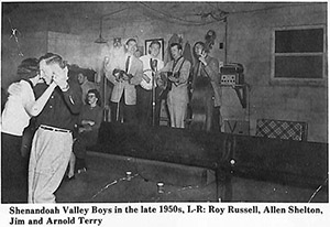 Shenandoah Valley Boys in the late 1950s L-R: Roy Russell, Allen Shelton, Jim and Arnold Terry